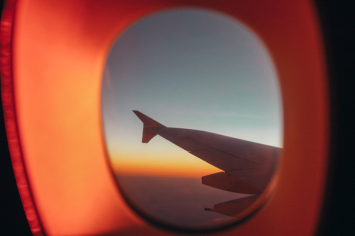sunset aeroplane view