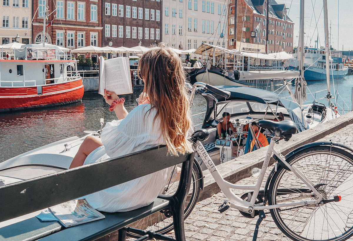 Reading a book in Copenhagen, Denmark